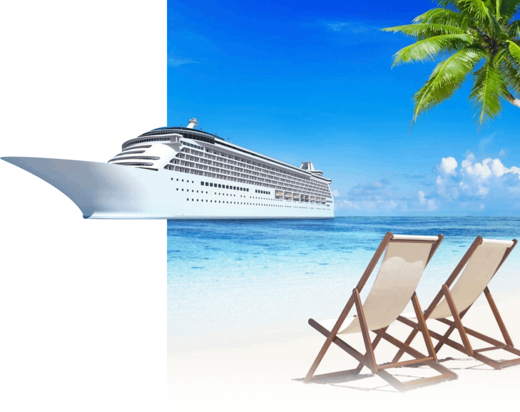 A cruise ship is in the background of an image.